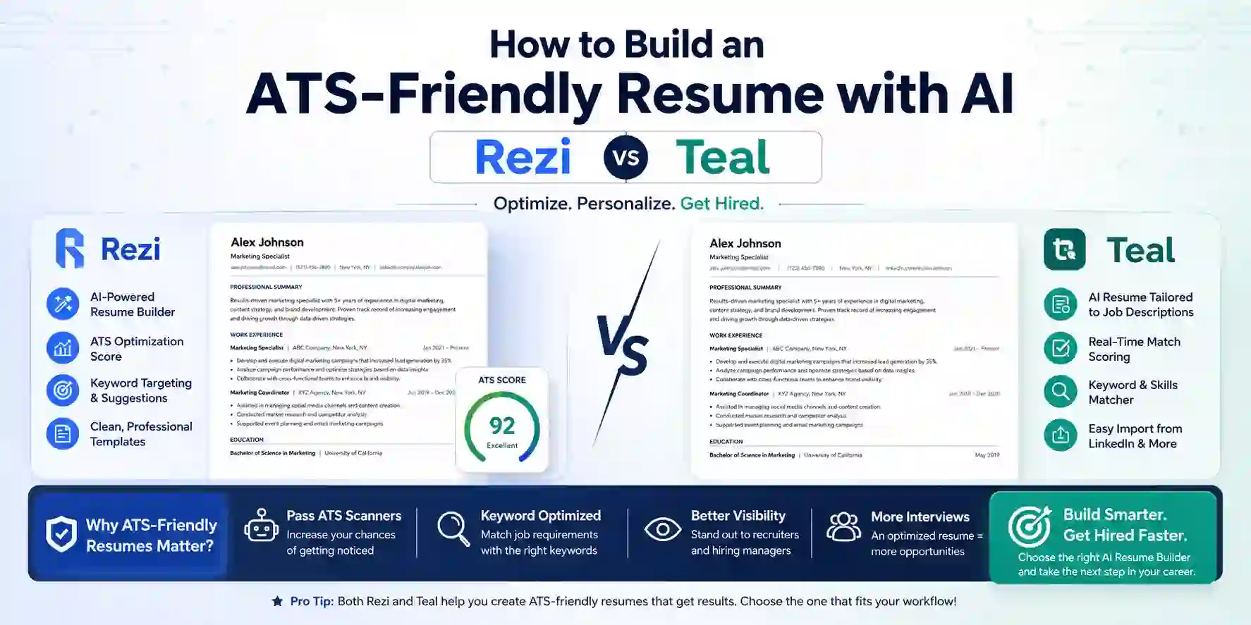 How to build an ATS-friendly resume with AI in 2026 — Rezi vs Teal comparison for students and developers